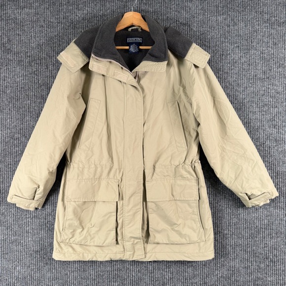 Lands' End Womens S 6-8R Beige Hooded Winter Parka Coat Fleece Lined Warm Jacket - Picture 1 of 11